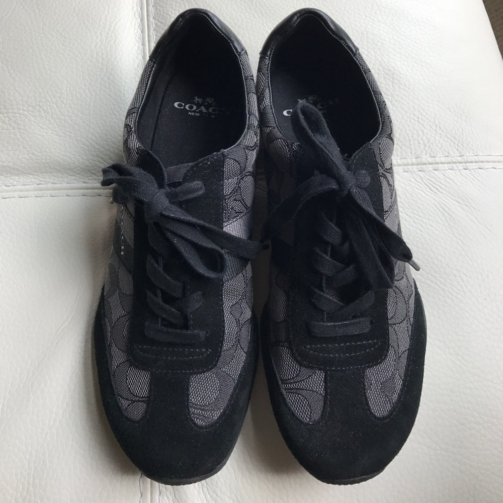 COACH Women's Black Signature Mesh Lace-Up Sneakers